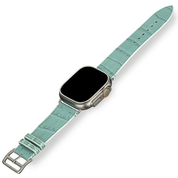 A&V Leather Accessories - Unique Exotic Leather Strap – Genuine Alligator - Ultramarine Green Color